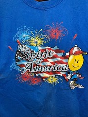 Vintage Walmart Shirt The Spirit Of America Smiley Graphic Blue Tee Gildan XL