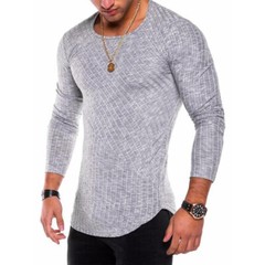 Zonbailon men’s t-shirt solid color crew neck slim fit quick dry long sleeve