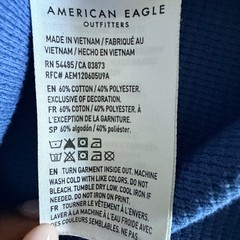 American Eagle Thermal Waffle Long-Sleeve Shirt Mens Size Medium Preppy Y2K Blue