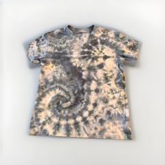 Double Spiral Blue And White Ice Dyed Tie Dye T-shirt Unisex Small Hippie Boho