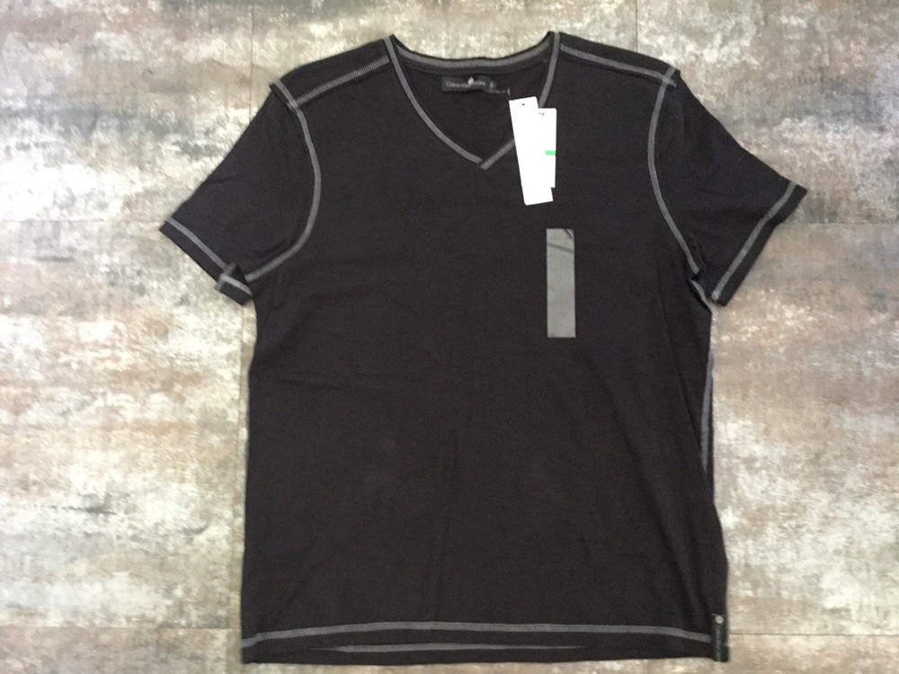 Men’s Shirt Calvin Klein Sz L Pullover V Neck Straight Hem Black New NWTs