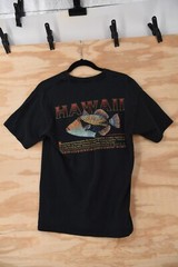 Vintage Hawaii Trigger Fish Black T-Shirt Mens S-M Humuhumunukunukuapuaa