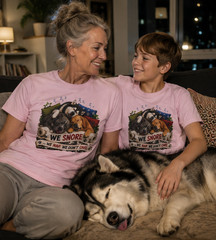 Funny Dog Lover Shirt We Snore We Nap We Don’t Care Dog Owner Gift Tee – L Pink