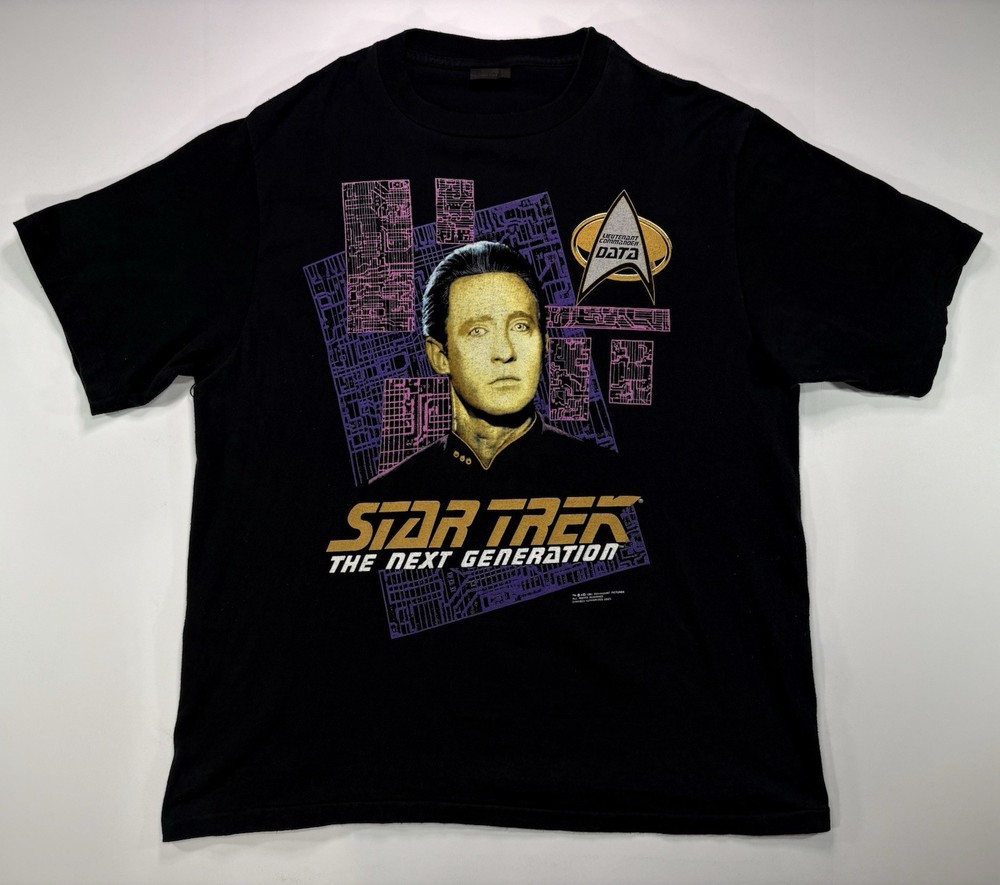 VNG Star Trek Next Generation Lt. Commander Data 1991 XL TShirt Black Single USA