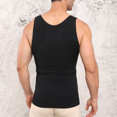 Men Compression Shirt Slimming Body Shaper Vest Waist Traner Cross Tummy Control