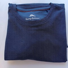 Tommy Bahama Shirt Mens Large Blue TENCEL Modal Blend Crewneck Tee Performance