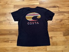 Costa Del Mar Short Sleeve Dark Blue Fishing Crew Logo Cotton T-Shirt Mens XL