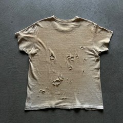 Vintage 50s Hanes Thrashed Shirt Size Large White Stained Distressed 100% Cotton