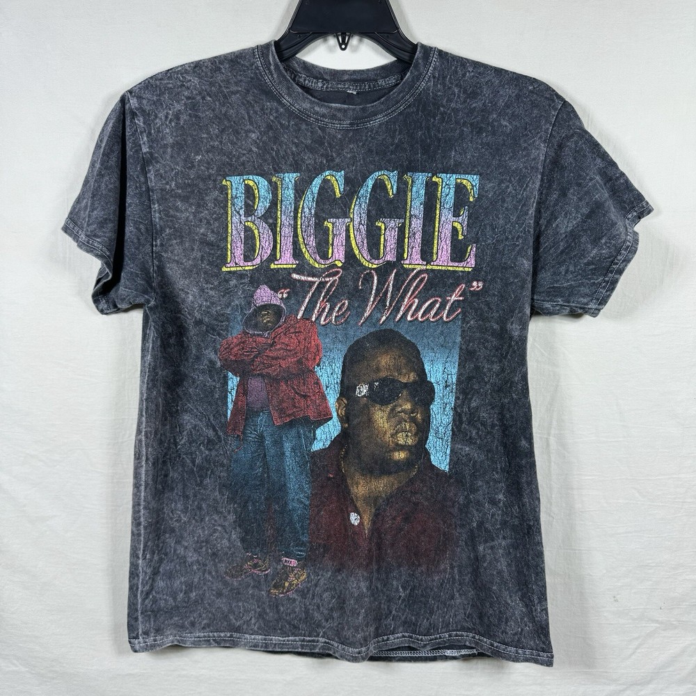 Notorious Big Biggie Smalls Graphic Print T Shirt Men Size M Acid Wash Rap Tee