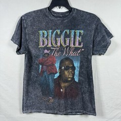 Notorious Big Biggie Smalls Graphic Print T Shirt Men Size M Acid Wash Rap Tee