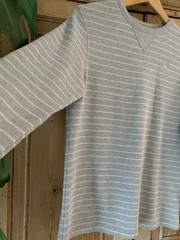 Ditch Plains Gray Striped Cotton Polyester Thermal Crew Neck Shirt | Men’s Sm***