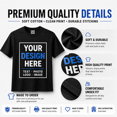 Custom Text T-Shirt Personalized Name Logo Men’s Crew Neck Tee S-5XL