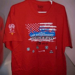 36TH ANNUAL LAW ENFORCEMENT TORCH RUN 2019 MENS TSHIRT WORN 1 TIME