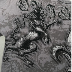 FSD (Four Seasons Design) VINTAGE Y2K Fleur di lis Lion T-shirt Gray Medium