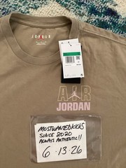 NWT Nike Air Jordan Flight Oversized T-Shirt Khaki & Iced Carmine Men’s Sz XL