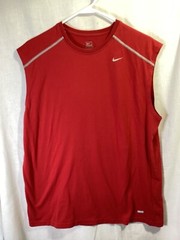 Nike Pro Dri-Fit Red Sleeveless Large Cotton Blend T Shirt