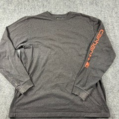Carhartt Long Sleeve T-Shirt Mens L Tall Gray Orange Logo Graphic Workwear