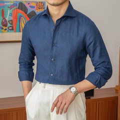 Men’s Cotton Linen Long Sleeve Shirt Slim Fit Casual Formal Summer Breathable OL