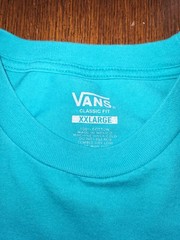 Vans Off The Wall Graphic T Shirt Mens 2XL Teal Blue Red Skateboard Logo Tee