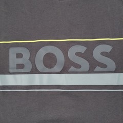 Hugo Boss Shirt Men XL Gray Big Logo Textured Spell Out Luxury Designer Tee
