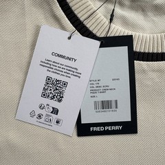 BNWT Fred Perry M7 Crew Neck Pique T-Shirt Ecru Black Mens Size Large Mod 60s