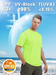 Mens Short Sleeve UPF50+ T-Shirt Quick Dry Rash Guard Athletic Running Swim Top