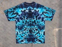 Handmade Ice Dye Mandala T-Shirt Blue Black Tie Dye Psychedelic Festival Tee