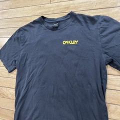 OAKLEY T Shirt Men M Black Orange Yellow Spellout Grunge Custom Sports Tee 38″