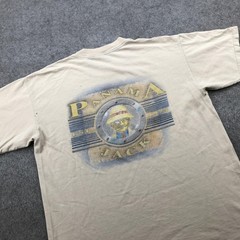 Vintage Panama Jack Shirt Mens Large Beige Double Sided Graphic Beach Tee 90s