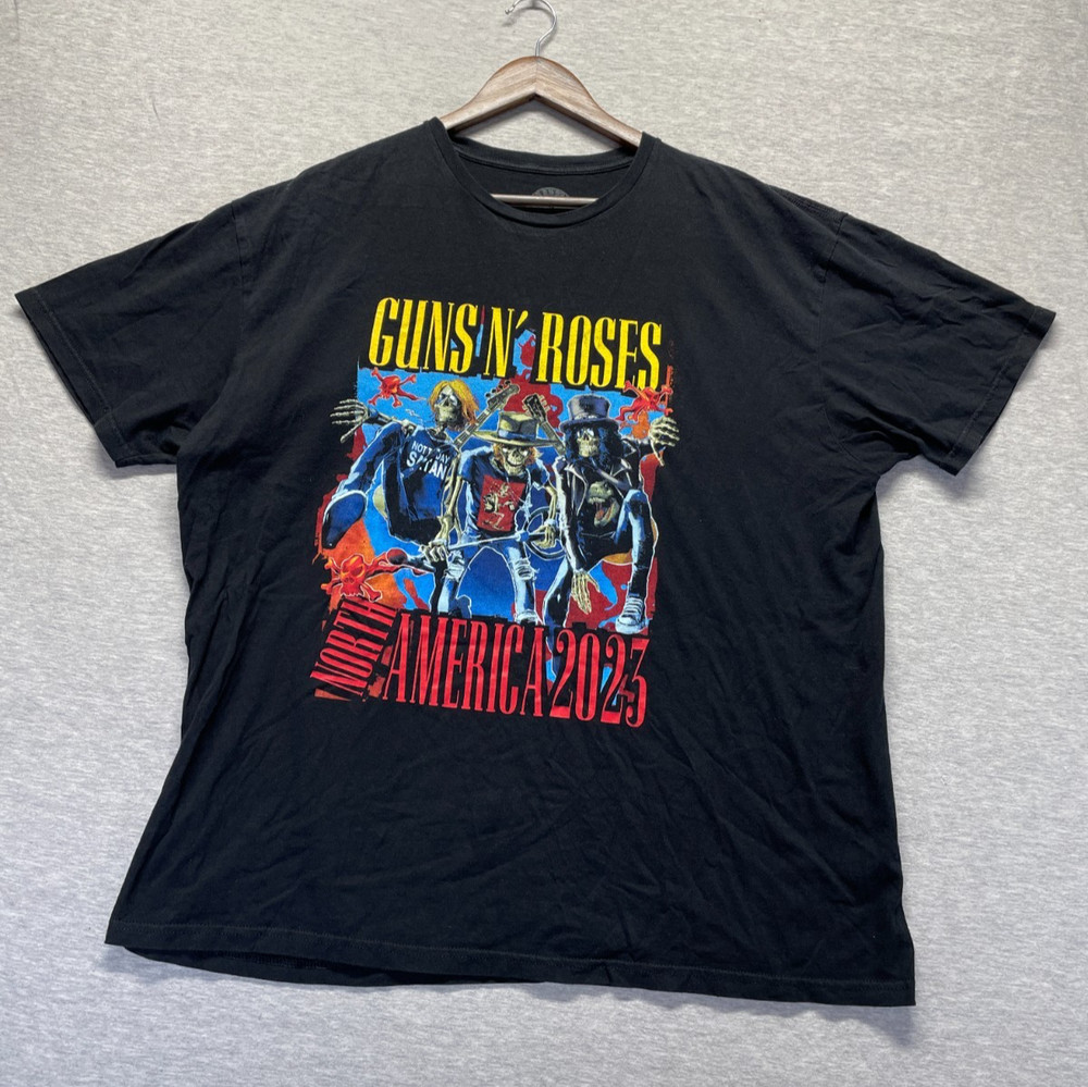 Guns N’ Roses 2023 North America Tour T Shirt Mens 2XL Black Graphic Crew Neck