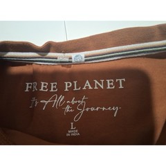 Free Planet Men’s Henley Shirt Size L Brown Short Sleeve It’s All About The…
