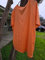 Polo Ralph Lauren Bright Orange V Neck T Shirt Vintage Tee Single Stitch Pony XL