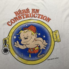 Vintage Bebe En Construction Shirt Mens XL White Fruit Of The Loom Pregnancy