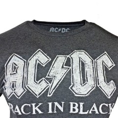 AC DC Mens Tee T Shirt -BACK IN BLACK -Tour Rock Band Music Vintage Gray -NEW