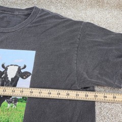 Pleasures Graphic T Shirt Mens XL Black Cow Print Streetwear (see photo for flaw