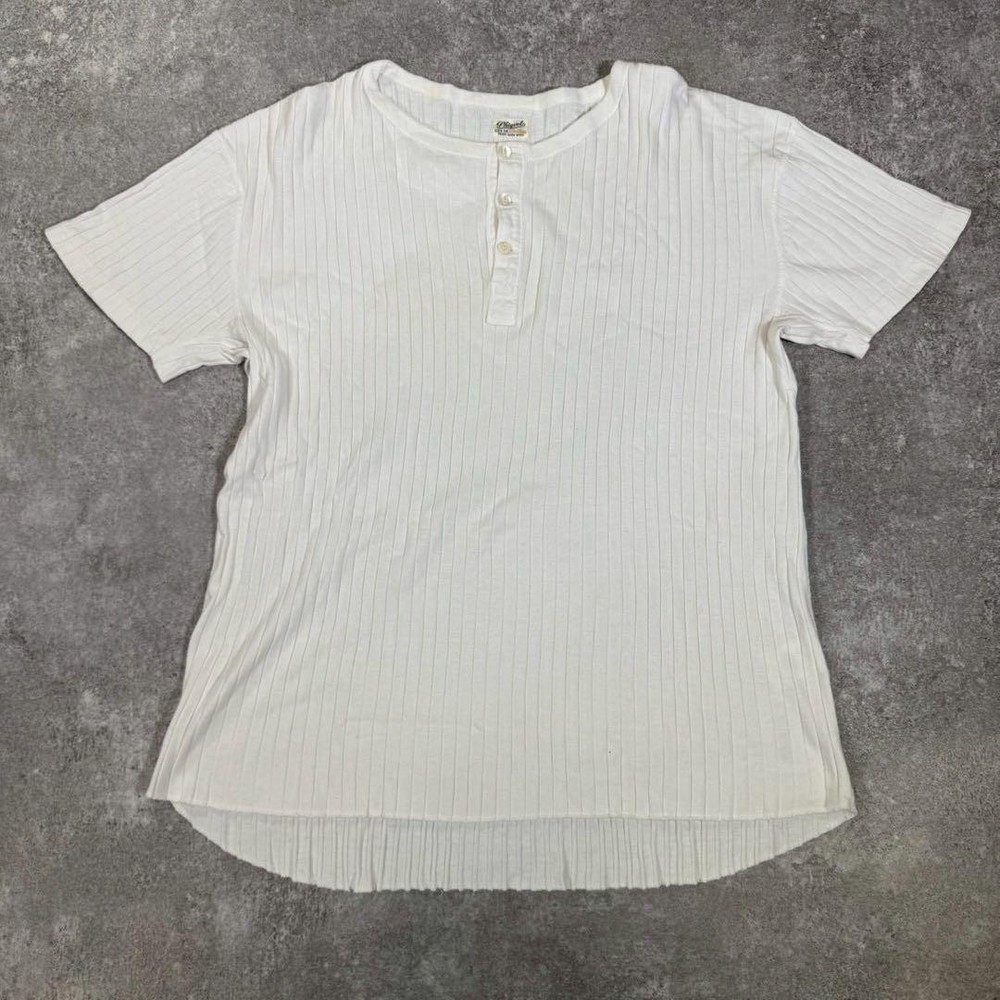 PHIGVEL Japan S/S Ribbed Henley Neck T-Shirt Size 36 White