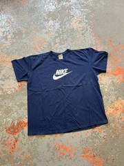 Vintage Nike T Shirt Center Logo Spell Out Swoosh Faded Grey Tag Nike Sz. 2XL