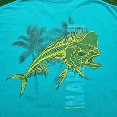 Reel Legends Tshirt Mens XL Blue Teal Short Sleeve Mahi Mahi Fishing Performance