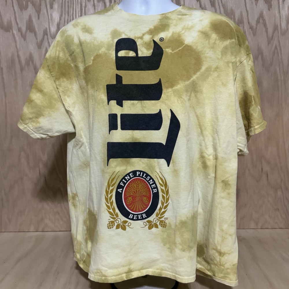 Miller Lite High Life Beer Dyed Sports College Hipster Indie Can T-Shirt sz XXL