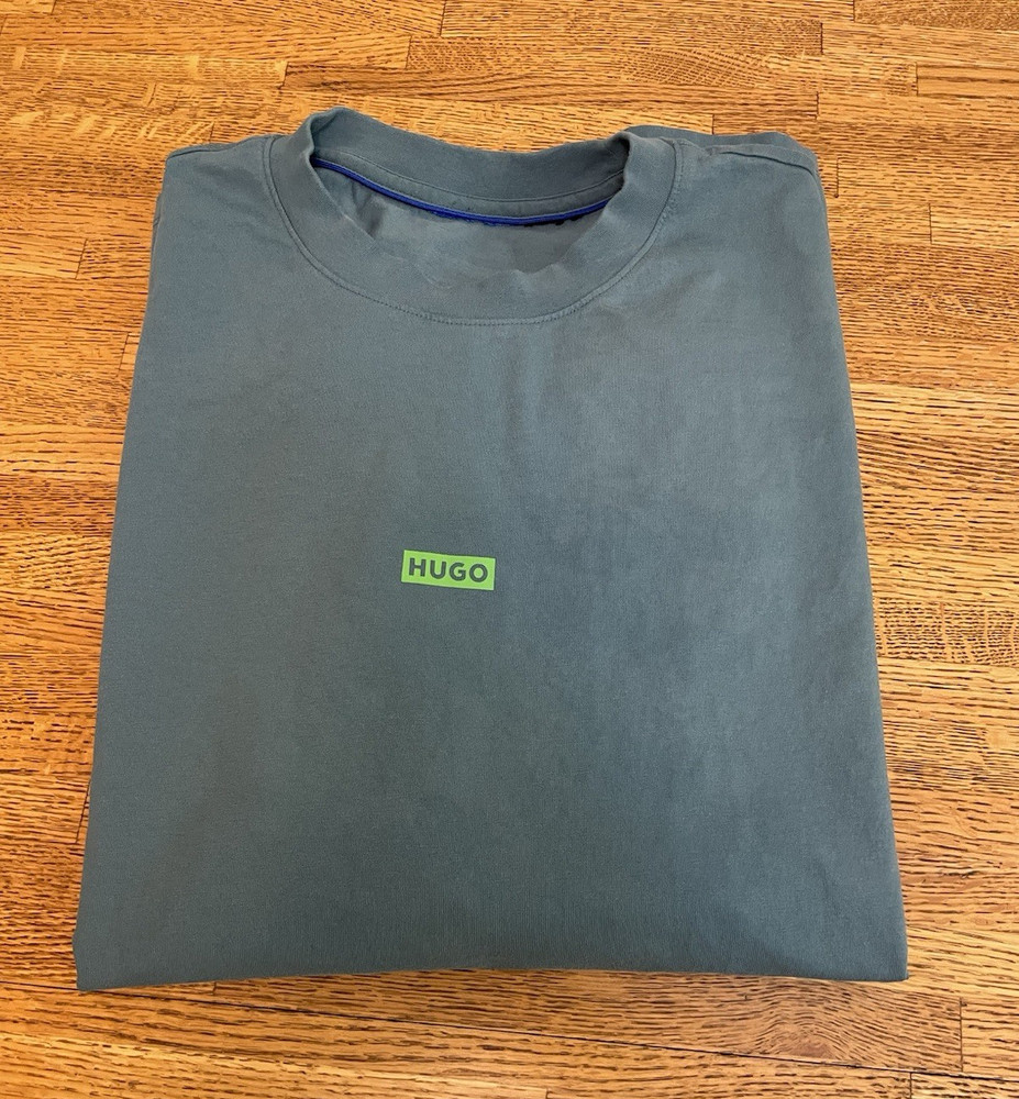 HUGO Men’s Blue Logo Crew Neck Short Sleeve T-Shirt Regular Fit Size 2XL