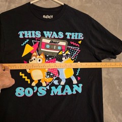 Bluey T Shirt Mens Medium 80s Retro Graphic Tee Black Cartoon Bingo Bandit