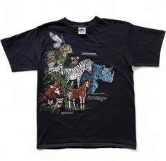 Men’s Vintage 1980s Black Wildlife Graphic T-Shirt Size L Rare Single Stitch