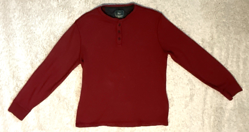 G.H. Bass Co. Men’s Long Sleeve Pullover Waffle Henley Shirt Burgundy Size XL