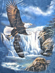 Majestic American Eagle Soaring Over Waterfall Tie Dye T-Shirt Size Small New