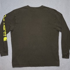 Carhartt Long Sleeve Logo T shirt Men’s Large Loose Fit K231 Dark Olive Green