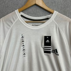 adidas Ultimate Tee White Black Logo Climalite Performance Casual Mens Size 2XL