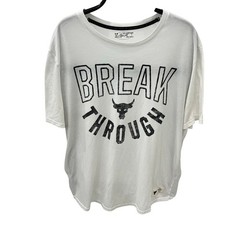 Under Armour Project Rock Break Through T-Shirt Mens XXL White Brahma Bull Gym