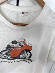 True Vintage 50s Champion Running Man Harley Davidson T Shirt Size Large