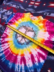 Vtg 90s Fairy Elf Peace Sign Mushrooms T Shirt Hippy Tie Dye Single Stitch USA L