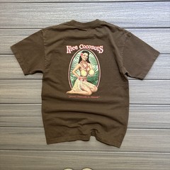 Nice Coconuts Shirt Mens Medium Brown Hawaii Maui Kauai Hula Girl Graphic Tee